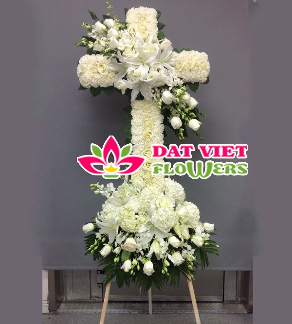 Hoa viếng đám tang hình thánh giá tiếc thương 2